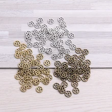 Pingente steampunk em bronze colorido, mini pingente de engrenagem antigo 8mm, jóias de metal, 200 peças