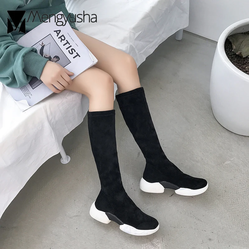 Новый дымоход slim leg botas высококлассные стадо стрейч Длинные носки сапоги на