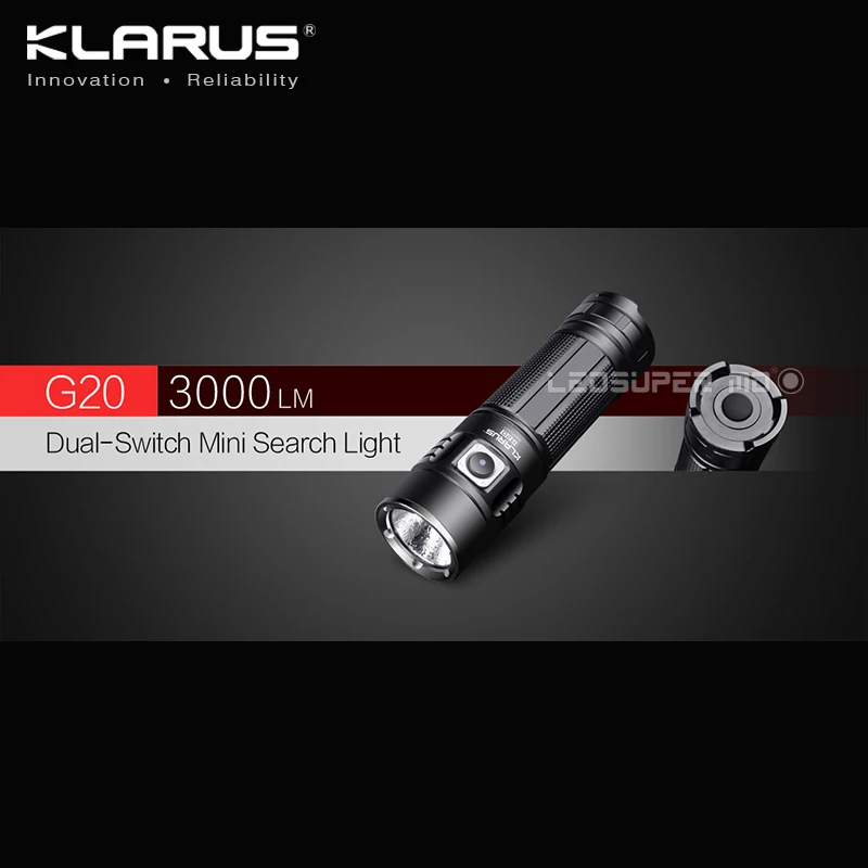  Original KLARUS G20 XHP70 N4 LED 3000 Lumens Flashlight Dual-Switch Mini Search Light with 26650 Ba - 32720788672