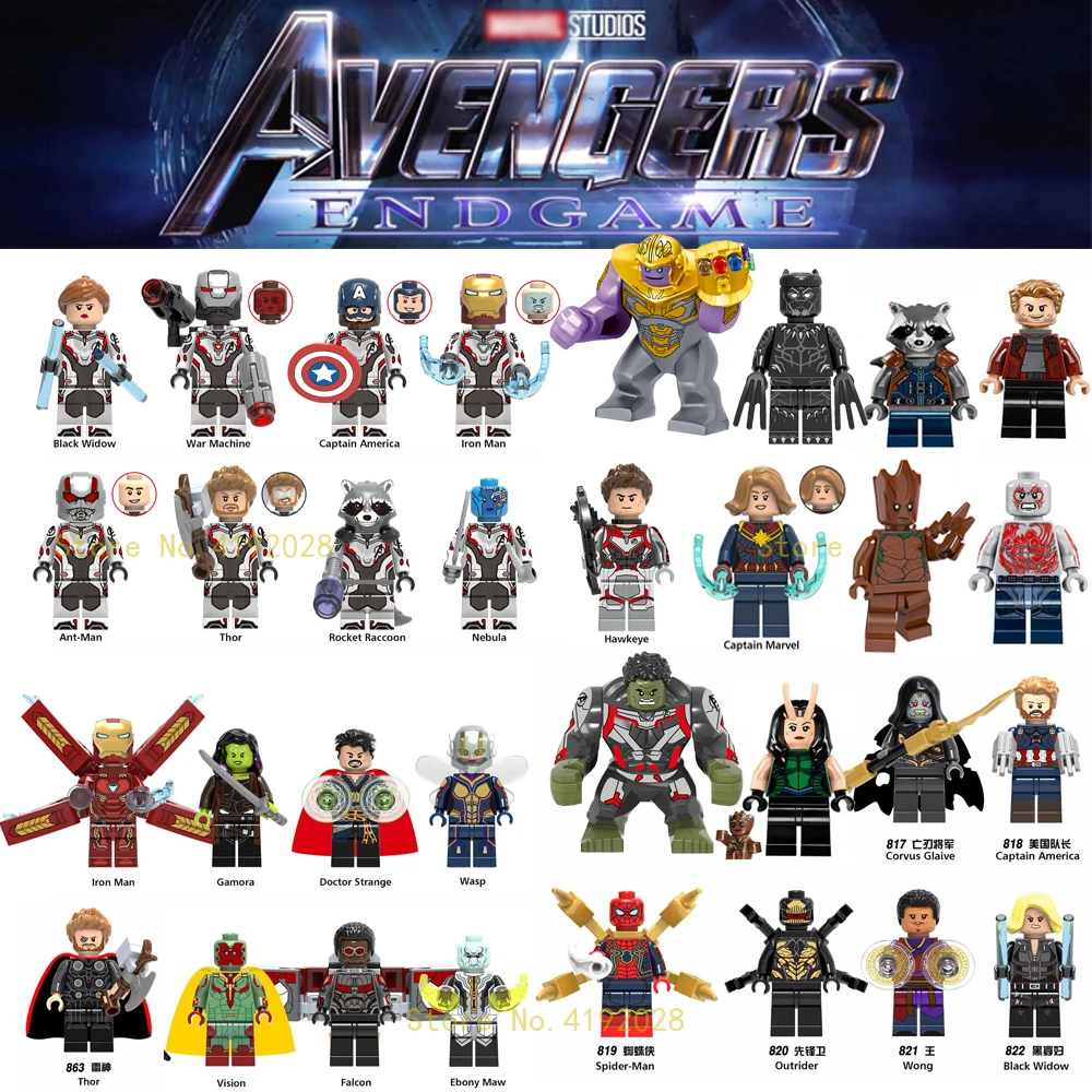 

legoings Avengers Captain Marvel Endgame Thanos War Machine Guardians of Galaxy Spiderman iron man Figures Building Blocks Toys