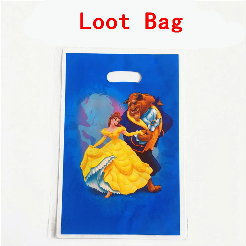 

10pcs/lot Gift bag Loot bag Beauty and the Beast Kids Birthday party supply event party supplies party Decoration Set candy bag
