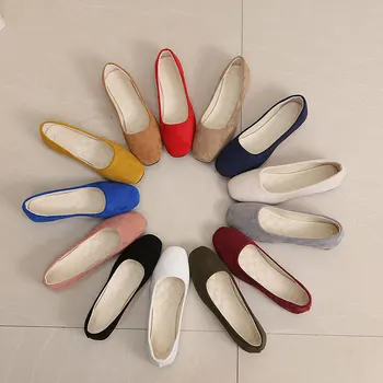 

HEE GRAND Sqaure Toe Shoes Red Women Solid Black Ballet Flats Spring 2019 Light Weight Casual Shoes Lady Autumn Loafers XWD7251