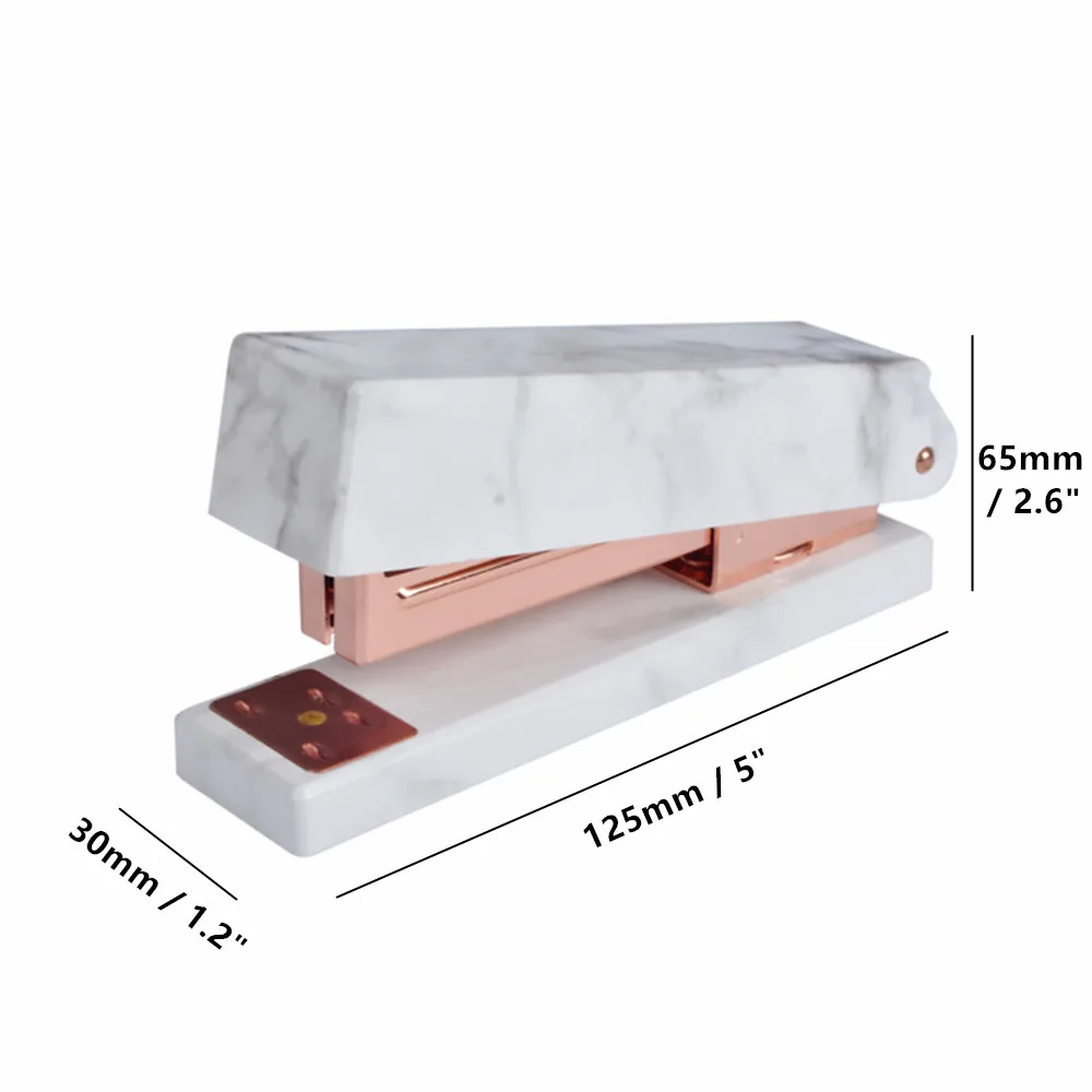 marble white stapler rose gold tone size