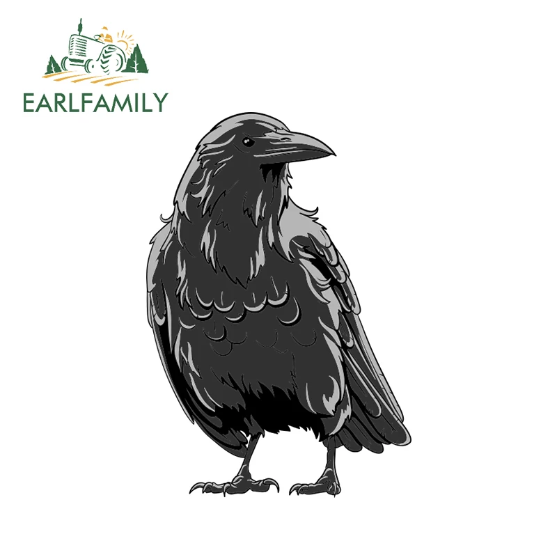 

EARLFAMILY 13cm x 8.9cm Creative Crow Graphic Animal Car Sticker Bumper Car Window Decor Personalized Cartoon Car Styling