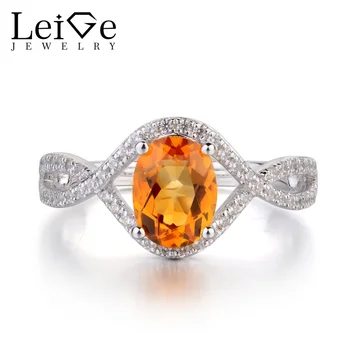 

Leige Jewelry Natural Yellow Citrine Ring Oval Shaped Wedding Engagement Rings for Women Sterling Silver 924 Fine Jewelry