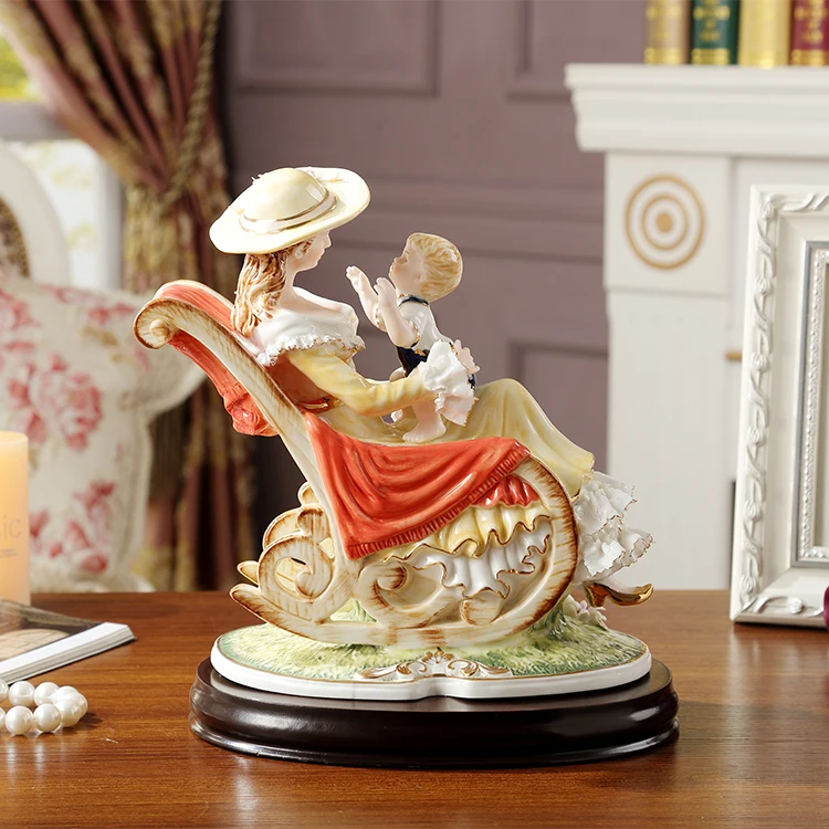 Керамическая винтажная Западная Леди персонажи мать и ребенок художественная фарфоровая статуэтка люди украшение стола для дома