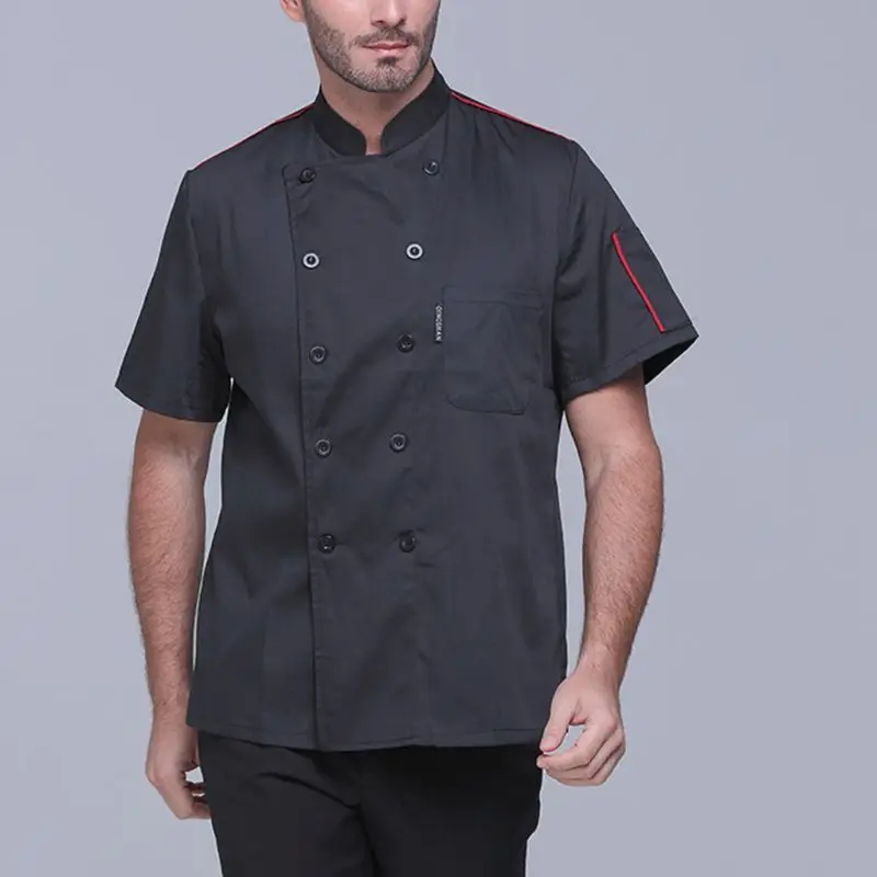 Men Women Plus Size Short Sleeve Classic Chef Jacket Coat Summer Restaurant Cook Uniforms Food Service Work Apparel With Pockets