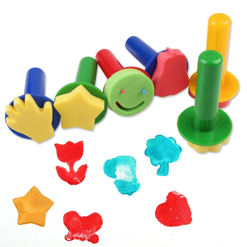 BalleenShiny 6 шт., Детские губки, штампы, инструменты для рисования, милый тюлень, забавные креативные детские игрушки для рисования, забавные DIY Развивающие игрушки