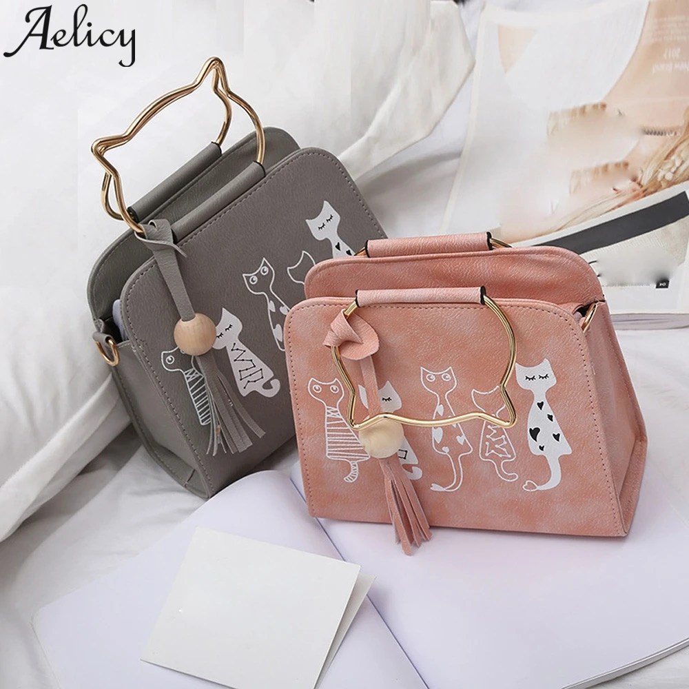 Aelicy, модная женская сумка через плечо с рисунком кота кролика, сумка через плечо, кожаная сумка через плечо, сумка-мессенджер, женская сумка