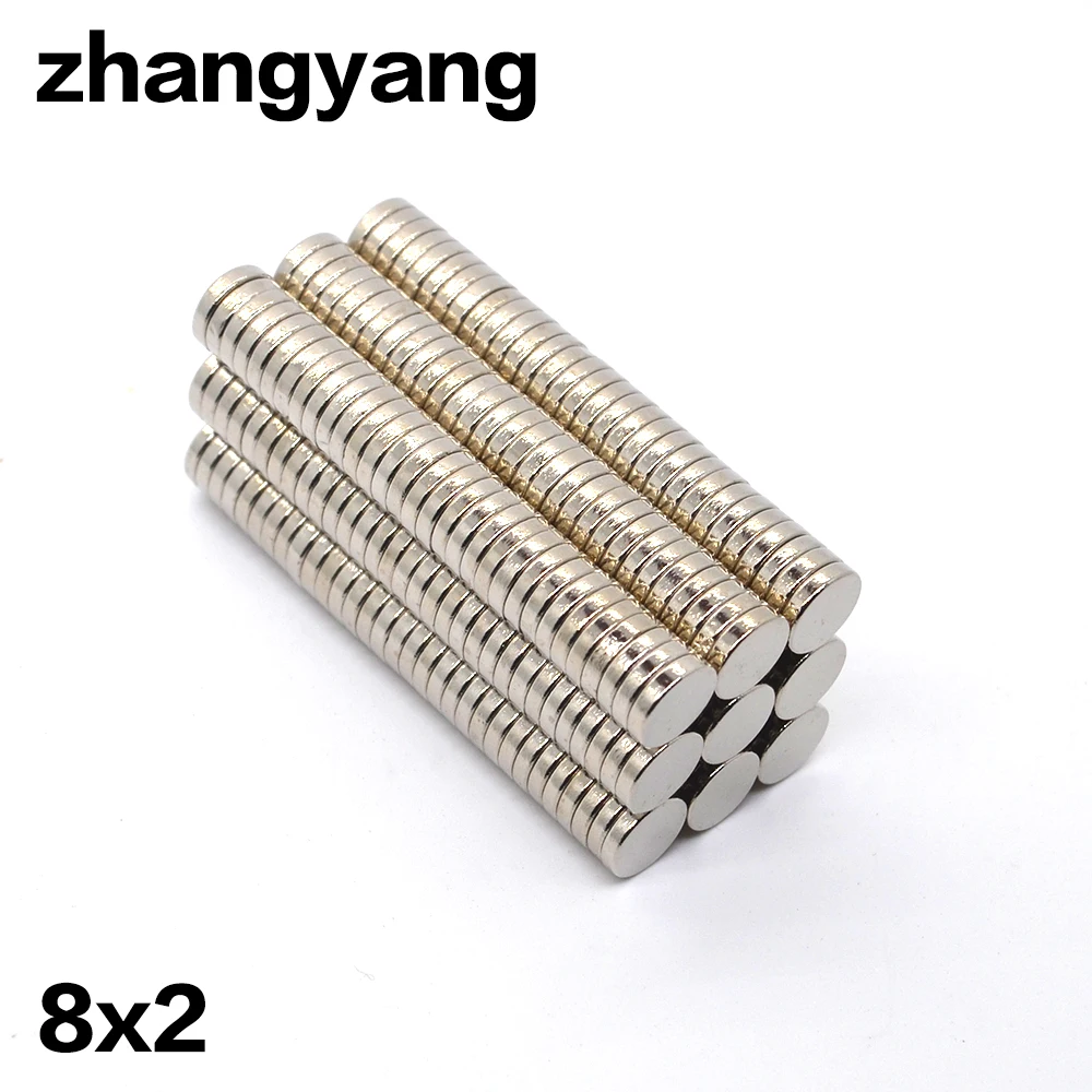 

ZHANGYANG 500pcs Mini N35 8*2mm Round Disc Magnets 8mm*2mm Rare Earth Magnet NdFeB Strong Magnetic Magnetite Super Magnets 8x2