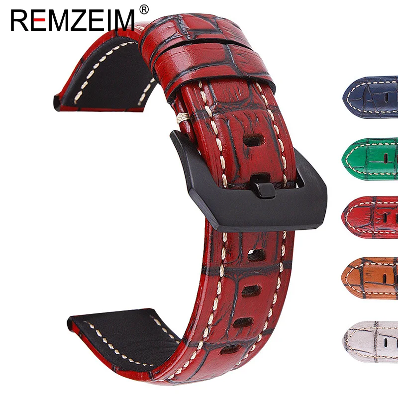 

New Watch Bracelet Belt Red Green Blue Watchbands Genuine Leather Strap Watch Band 20 22 24 26mm Watch Accessories Wristband