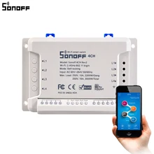 SONOFF 4CH R2 4 канальный беспроводной Wi-Fi светильник 4 комплекта пульт дистанционного управления 10A/2200 Вт поддержка Alexa Google home для умного дома