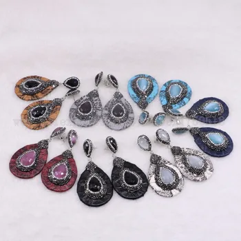 

5 Pairs snakeskin earrings with cateye stones druzy earrings drop earrings jewelry earrings gift for her wholesale jewelry 3359