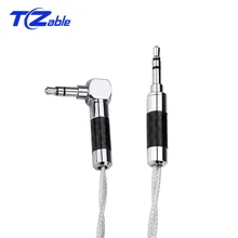 3 5mm Audio Cable Hifi Stereo Jack 90 Degree Adaptor Speaker Wire Male Sterling Silver AUX Extension Cables Headphone Cord