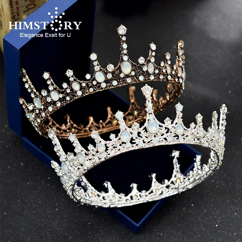 

Himstory Bride Diaries Baroque Crowns Vintage Princess Wedding Tiara Bridal Hair Accessories Hair Jewelry Royal Round Crown