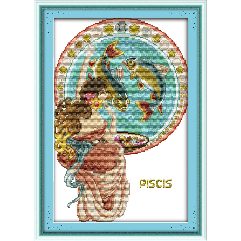 

Pisces Paint Counted or Stampted Cross Stitch 11CT 14CT Cross Stitch Kits for Embroidery Decor Needlework