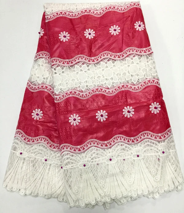 

Newest African lace fabric with milk silk embroidered high quality African net lace with guipure lace fabric for party dress