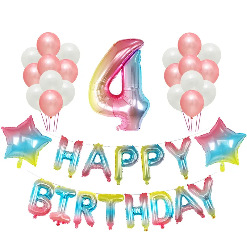 4 years old 36 шт./компл. 16 21 30 40 50 60th день рождения градиент Цвет звезда 40 дюймов номер Фольга воздушный шар с гелием декор для вечеринки в честь Дня рождения поставки - Цвет: 4 years old