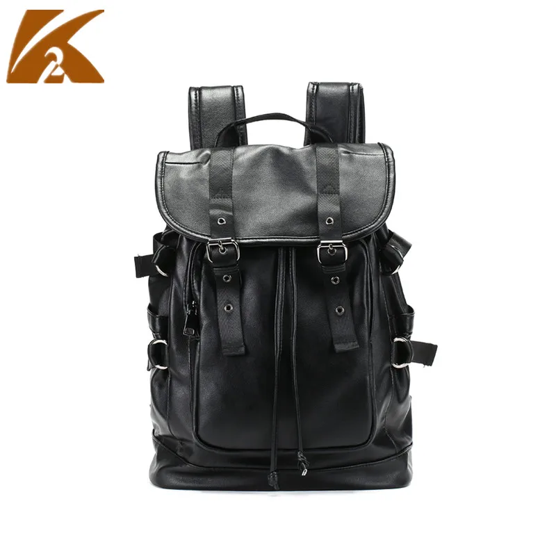 

KVKY 2020 Black Laptop Backpack Bag Men Fashion Leather Backpacks College Student School Bags Man Casual Travel Daypacks Mochila