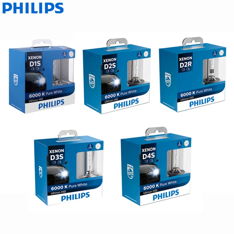 Philips Ultinon HID Xenon D1S D2S D2R D3S D4S WXX2 35W 6000K холодный белый светильник ксеноновый головной светильник автомобильные лампы(двойная упаковка