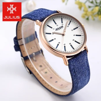 Julius Women's Watch Japan Quartz Unisex Men's Hours Fashion Dress Bracelet Leather Denim Valentine Girl Boy Birthday Gift assassin s time men s watch japan quartz lunar man hours punk fire fine fashion clock genuine leather boy s birthday gift box