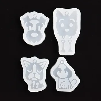 

SNASAN 4pieces Silicone Mold for jewelry dog with hole charms pendant Resin Silicone Mould handmade tool epoxy resin molds