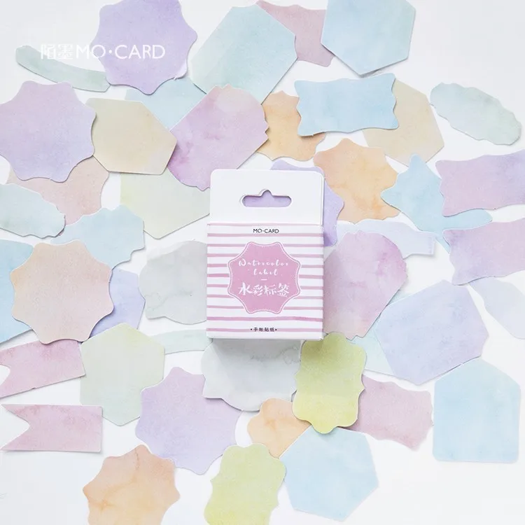 

45 PCS/box New Watercolor Label Paper Lable Stickers Crafts And Scrapbooking Decorative Lifelog DIY Lovely Stationery