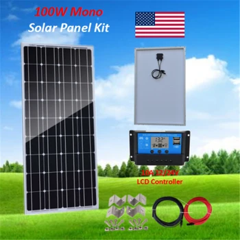 

Solar Panel 100 Watt DIY Kit with PWM 10A 12 24V Solar Charge Controller + 5M Solar Cable + Z Bracket off Grid Boat