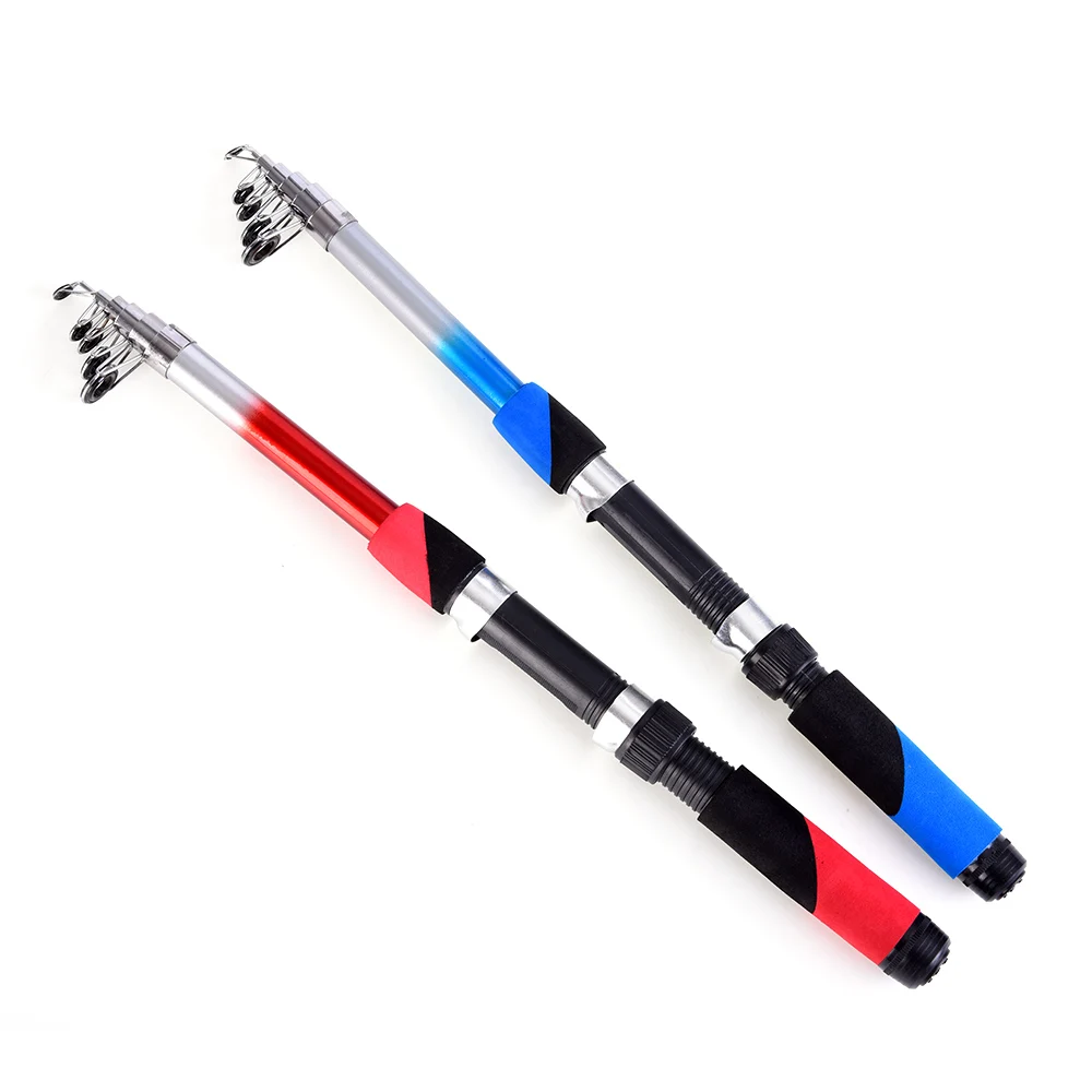 

LEO 2.1M Portable 6-section Telescopic Fishing Rod Fiberglass Fishing Pole Travel Sea Fishing Spinning Rod Red / Blue