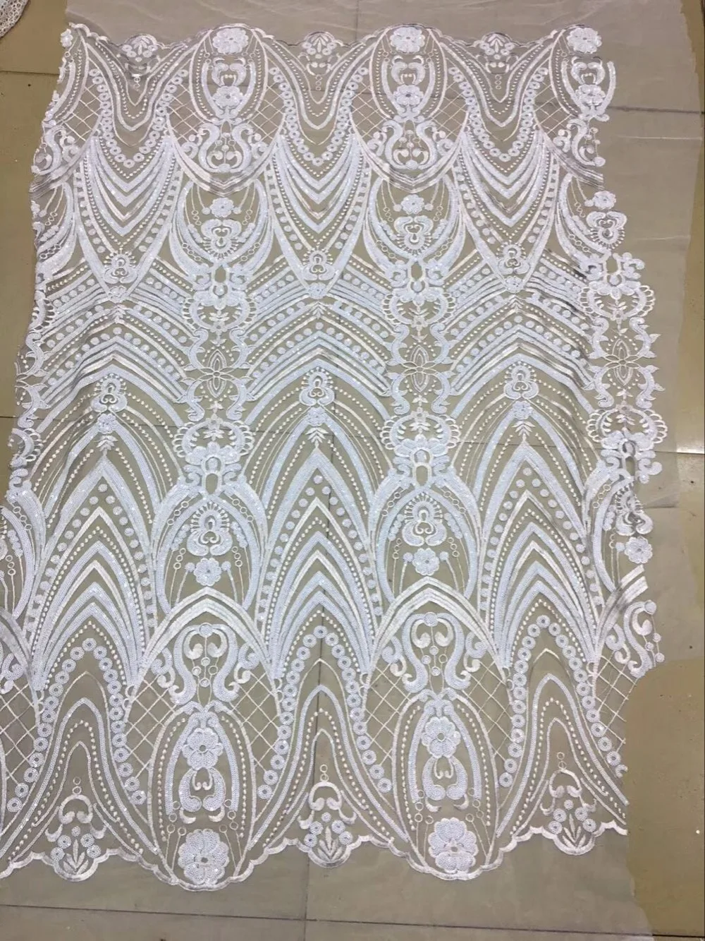

New French Nigerian sequins net lace,African tulle mesh Sequence lace fabric high quality for wedding dress 5yards/lot