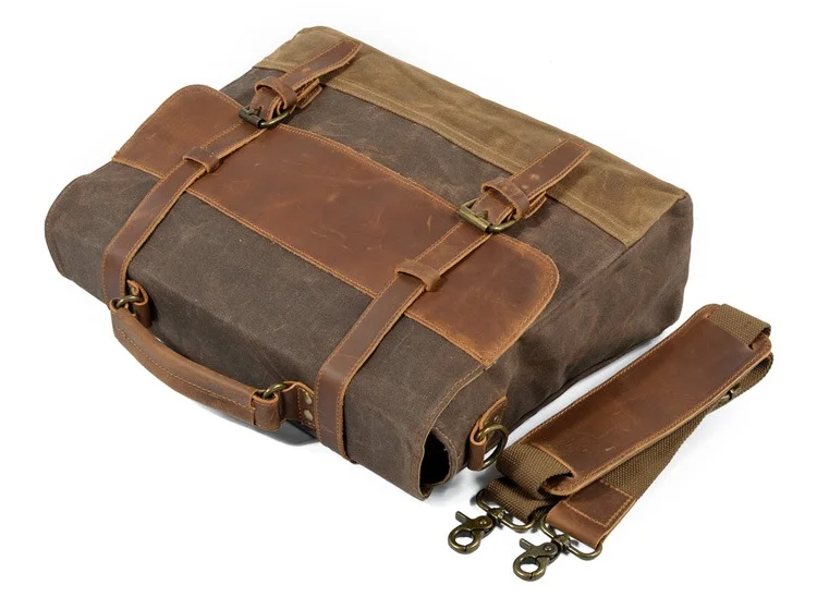 TOP-DISPLAY der Woosir Herren-Umhängetasche, wasserdichte Canvas-Leder-Computer-Laptop-Tasche