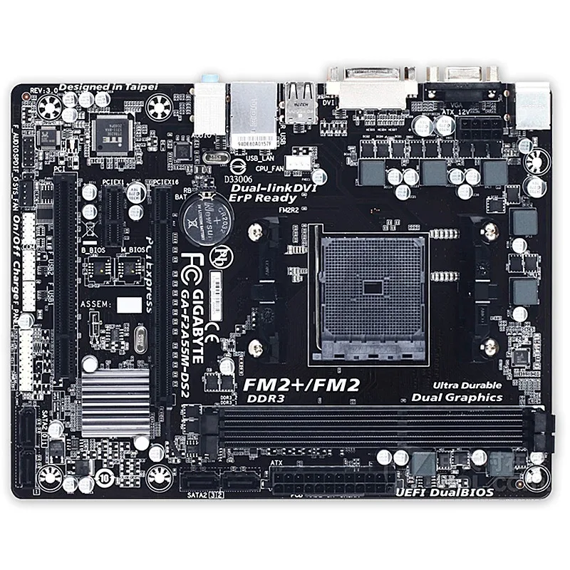 

For Gigabyte GA-F2A55M-DS2 Original Used Desktop Motherboard F2A55M-DS2 A55 Socket FM2+ 64G DDR3 SATA2 USB2.0 Micro ATX