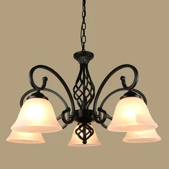 

HGhomeart Living Room E27 Retro Chandelier Iron Art Simple Atmosphere Modern Bedroom Restaurant Ceiling Lamp