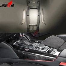 LHD карбоновое волокно 3 шт. для Audi A3 S3 RS3- Автомобильный интерьер молдинги панель переключения передачи и боковая полоса крышка отделка