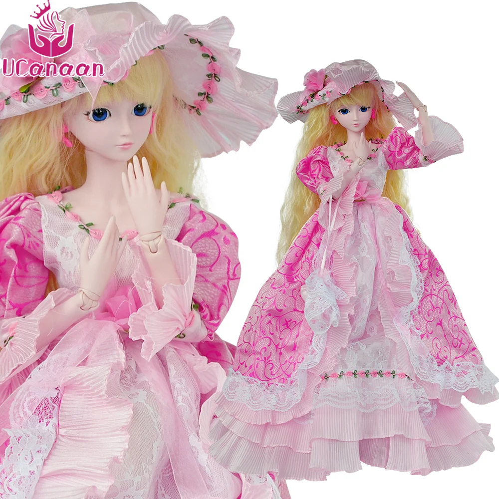 

UCanaan 1/3 Large BJD SD Doll 60CM 19 Ball Jointed Dolls With Outfits Shoes Dress Wig Makeup Girls DIY Dressup Princess Toys