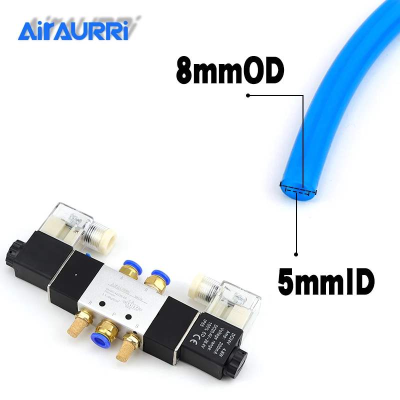 Встроенный E DC12V, DC24V или AC220V AC110V4V220-08 Пневматический электромагнитный клапан 5 способ 2 положения 1/" алюминиевый сплав - Цвет: 8mm Fittings