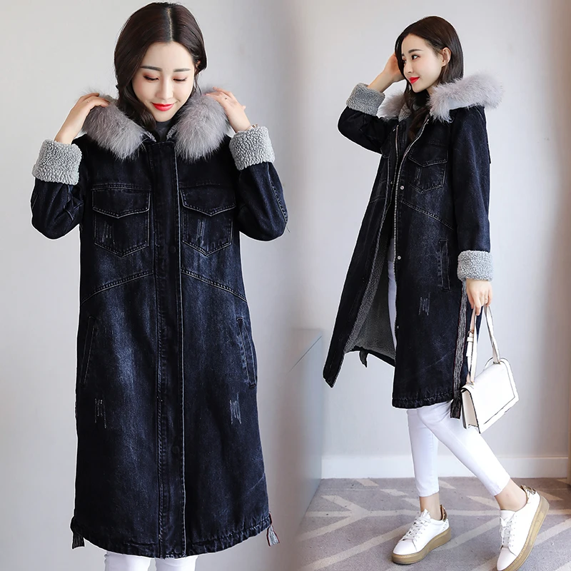 Chaud Coton Ouatée Vêtements D'hiver Manches Hiver Manteau Veste Femme Vestes Femmes Denim Mode Longues 2018 À Slim New RnqBv4