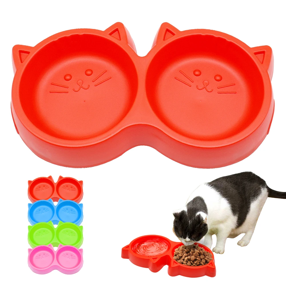 Double Cat Bowls Kitten Food And Water Bowl Outdoor Pet Dog Cat Bowls Kitten Food And Water