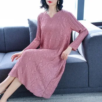

Spring 2019 New Women's Loose Large Size Embroidered French Long Sleeve Retro Dresses