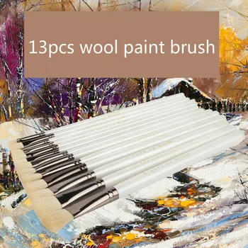 

13pcs high quality Flat Head watercolor oil acrylic painting wool brush Artistic Paint Brush Art Supplies