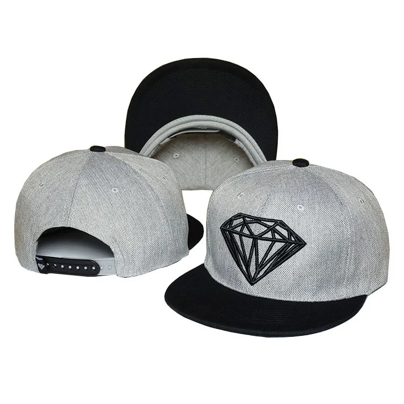 

2016 diamond cap Men Women New Black Baseball Caps brand bone diamond Snapback rock hip hop hat Adjustable casquette gorras polo