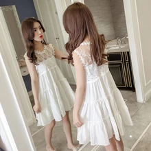 Летние кружевные белые платья для девочек-подростков; модные платья для детей 14 лет