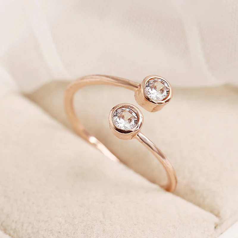 Double Crystal Woman Jewelry Fashion Simple Open Design Ring Personality Female Flower Rings Wedding Rings for Women
