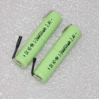 

NEW 2.4V 1/2AAA rechargeable battery 500mah 1/2 AAA ni-mh nimh cell with welding tabs pins for electric shaver razor toothbrush