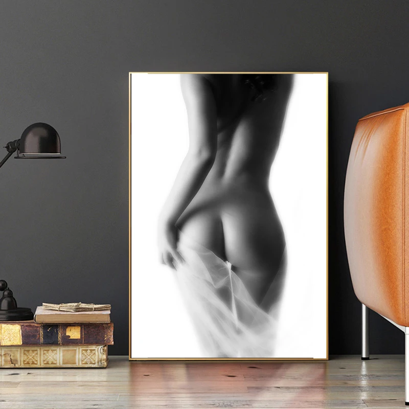 

Modern Sexy Beauty Black and White Canvas Paintings Body Art Print Fashion Women Model Posters Wall Pictures Living Room Decor