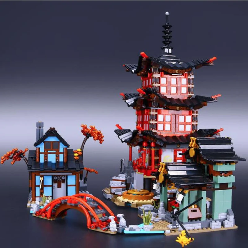 

06022 Ninja Temple building blocks of Airjitzu Legings ninja city Building Bricks Compatible 70751 blocks Toys For Children