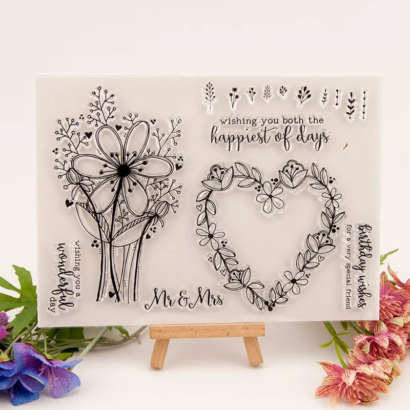 

ZFPARTY Flower Heart Transparent Clear Silicone Stamp/Seal for DIY scrapbooking/photo album Decorative card making