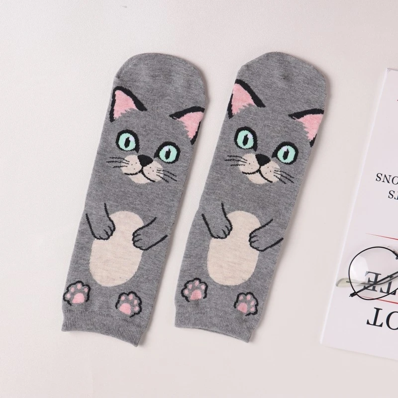 Новинка 2019 года Harajuku Хлопковые женские носки кошка лицо узор носки Личность женские Calcetines женские носки осень зима носки Meias