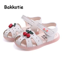 Bakkotie/Новинка; летняя модная вишня для маленьких девочек; розовые сандалии; мягкие сандалии принцессы с вырезами; милые вечерние модельные туфли для малышей