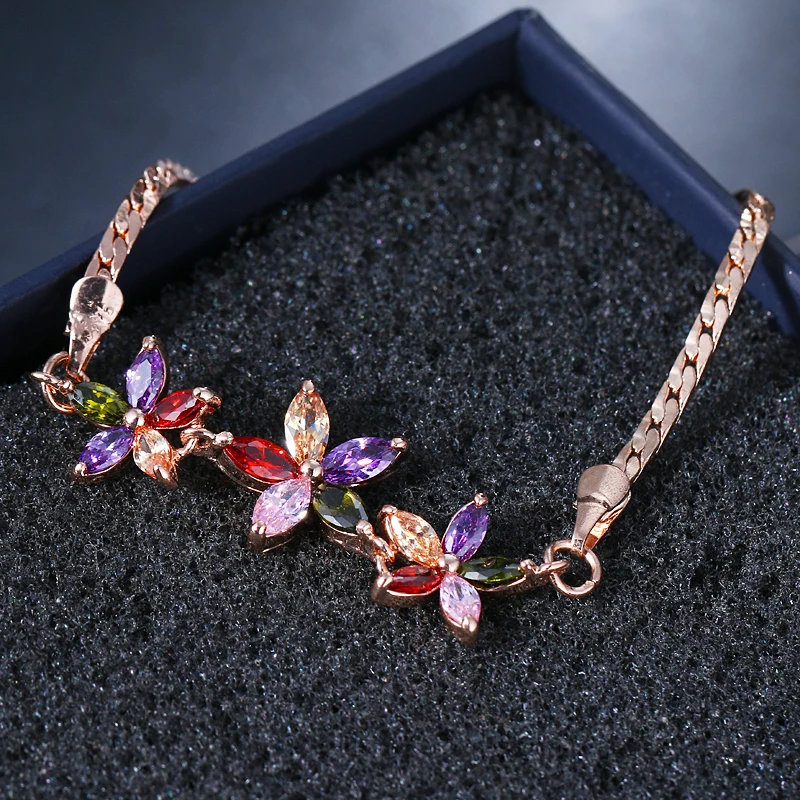 EMMAYA AAA CZ браслет с цветами из кристаллов Femme розовое золото цвет женские браслеты Цепочка ювелирные изделия для леди влюбленных подарок